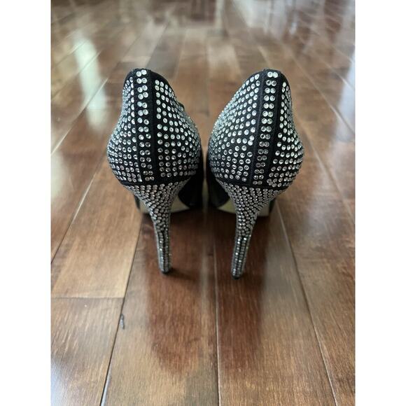 Vintage Enzo Angiolini Black Silver Gold Pumps Heels Rhinestone Women’s 8 1/2 - Picture 7 of 8